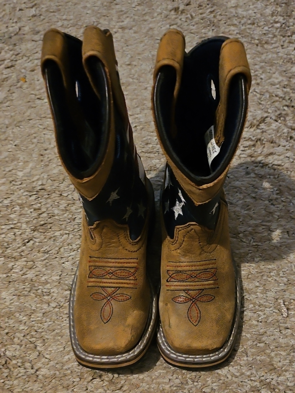 Kids Tan Western Star-Accent Pull-On Boots